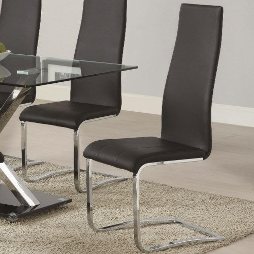 black leather dining chairs with chrome legs