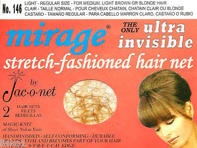 HAIR NET Jac-O-Net #146 Mirage Hair Net - for med,light brown,blonde hair (2) pc Light