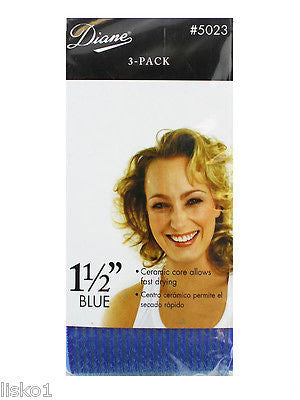 HAIR ROLLERS DIANE #5023 1-1/2" BLUE SELF GRIP IONIC CERAMIC ROLLER