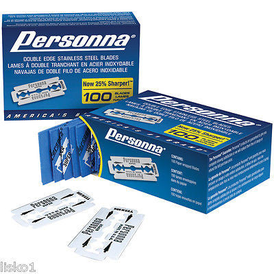 PERSONNA DOUBLE EDGE STAINLESS STEEL BLADES _ BOX OF 100 BLADES W/DISPENSER
