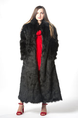 Long Black Faux Fur Coat Warm Jacket #EM18006