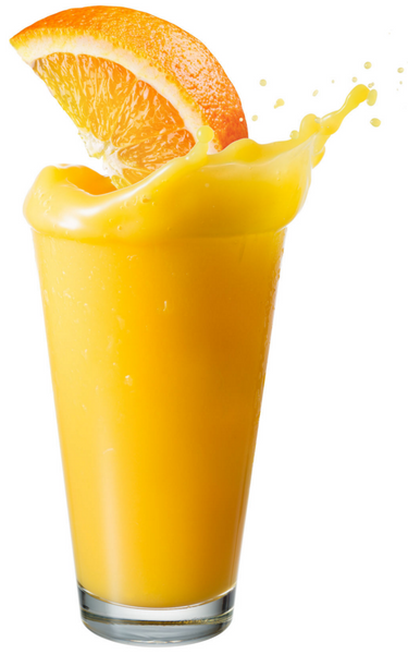 Orange slice dunking in orange juice