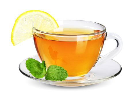 Hot green tea with lemon