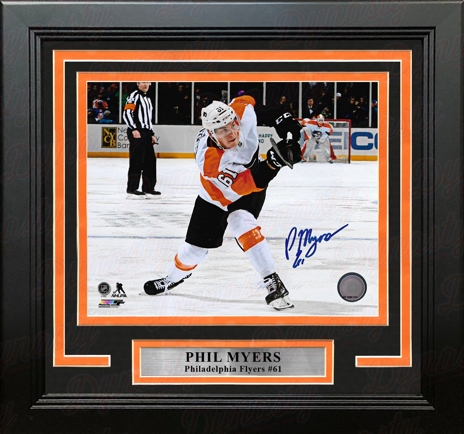 Autographed Philippe Myers Philadelphia Flyers Hockey Puck 