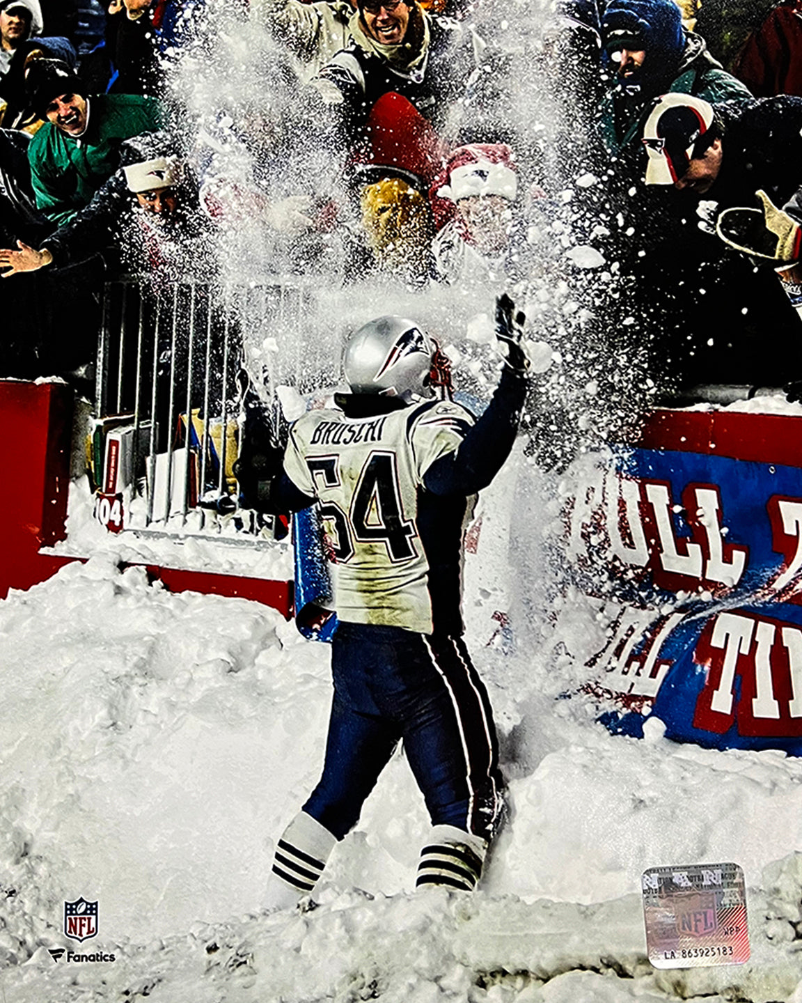 Tedy Bruschi Snow Celebration New England Patriots 8" x 10" Football