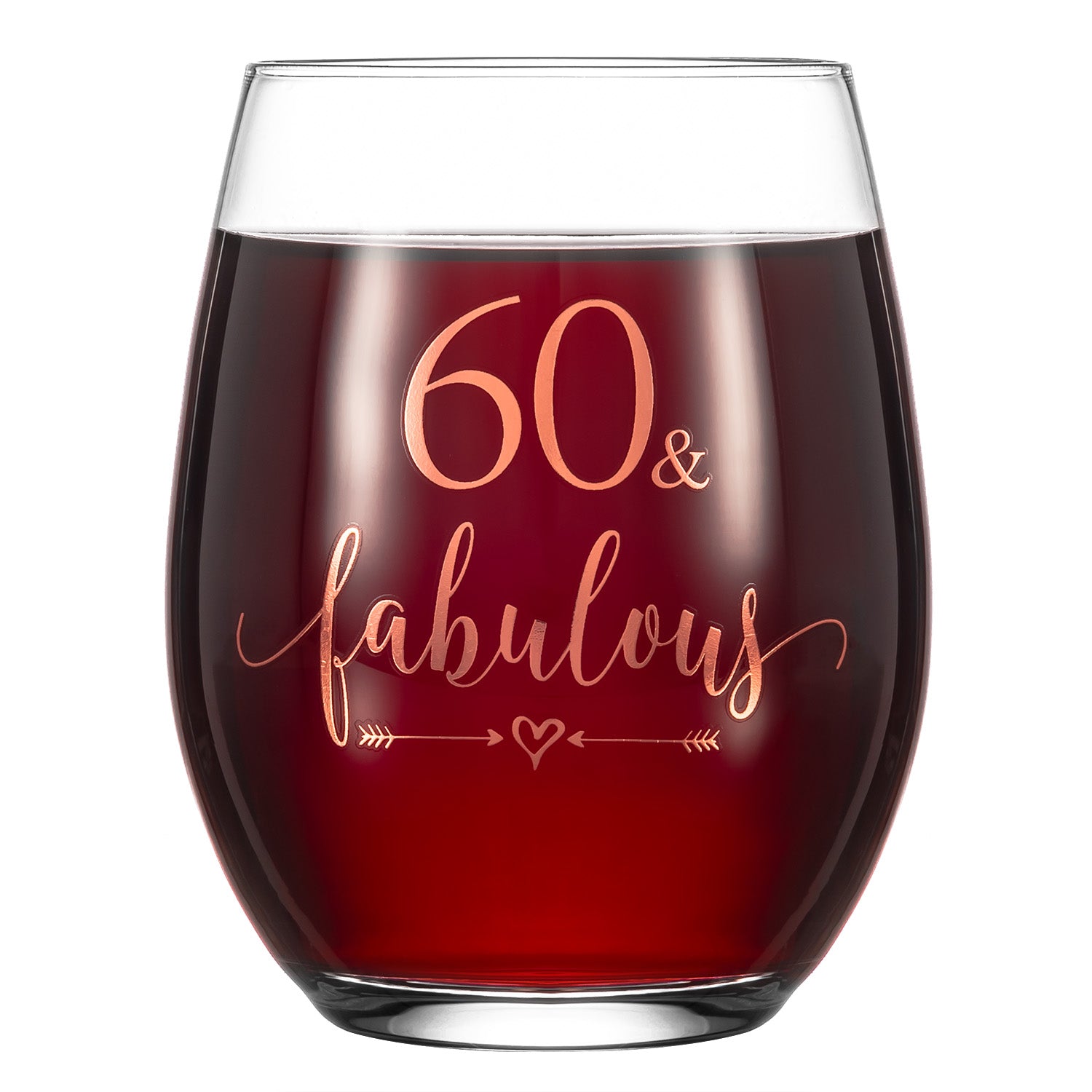 Crisky Rose Gold 60 & Fabulous Wine Glass for Women 60th Birthday Gift