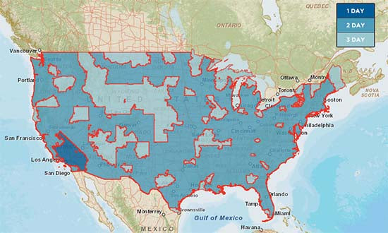 USPS Shipping Map