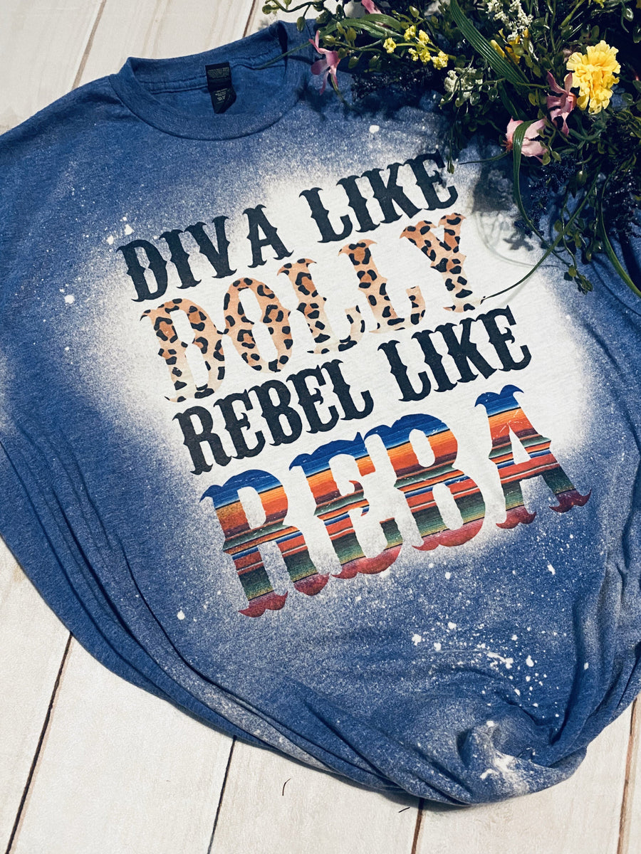 Dive like Dolly Rebel like Reba bleached T shirt