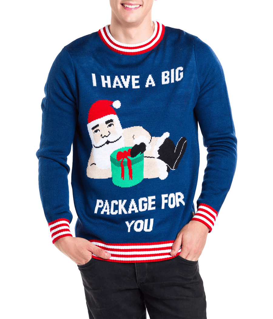 Big Package Men's Ugly Christmas Sweater | Tipsy Elves