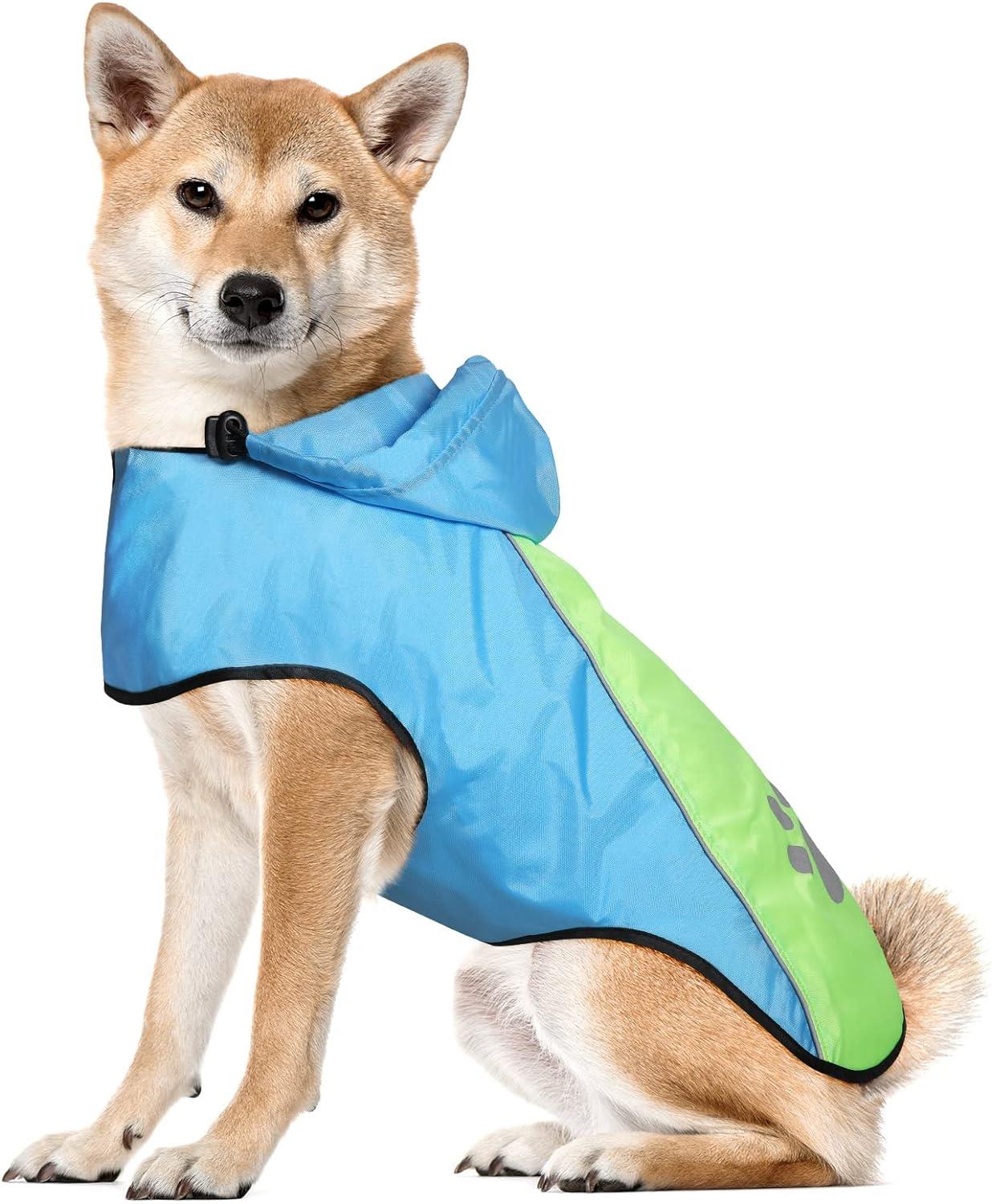 Pet Waterproof Dog Raincoat with Hi Vis Panel adjustable Velcro well made Size Large