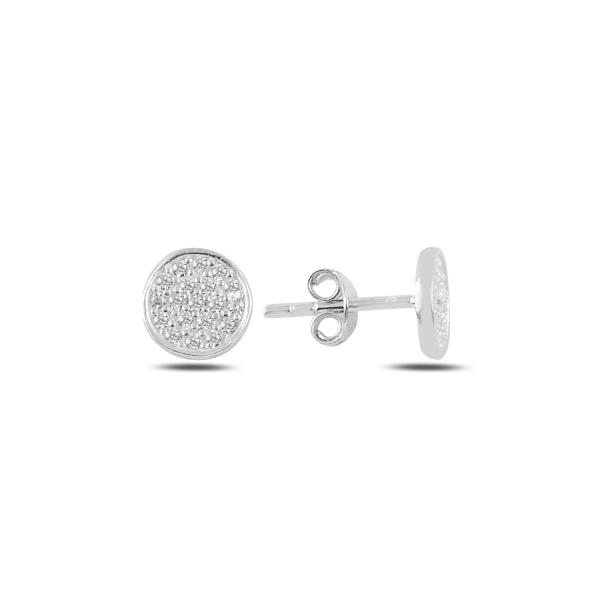 Round stud earrings with cubic zirconia in sterling silver