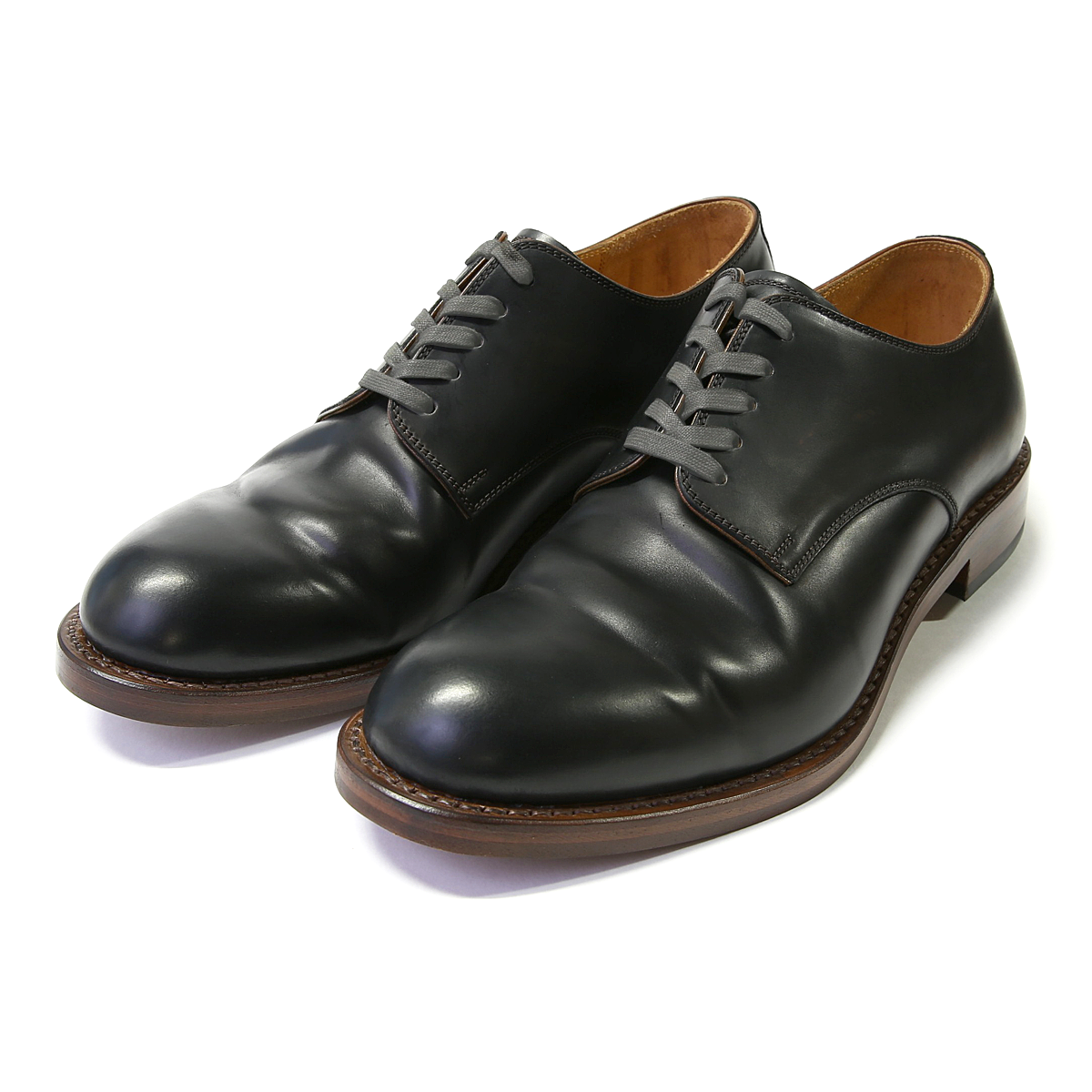 #2100 CORDOVAN PLAIN TOE SHOES BLACK コードバン