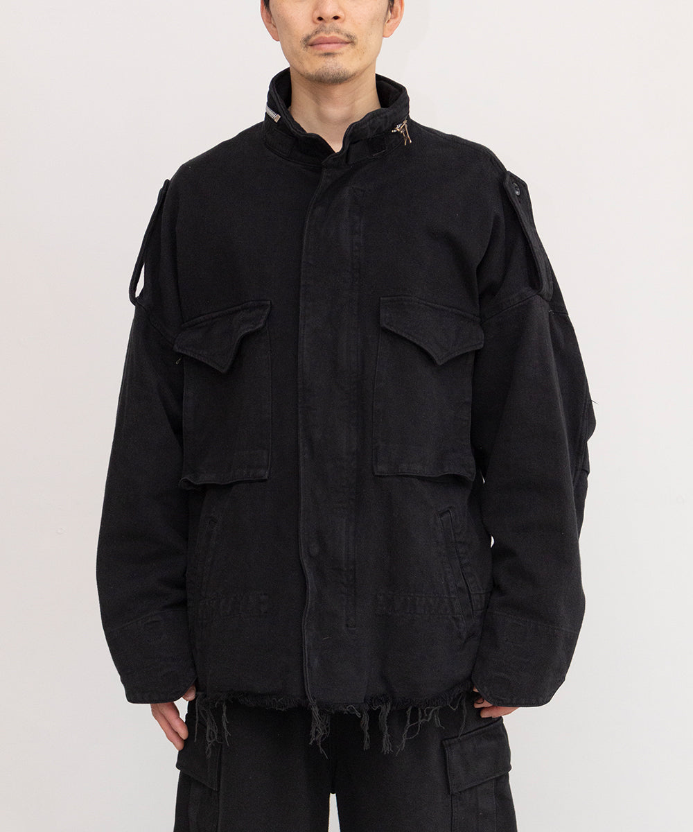 SILK TWILL MILITARY BLOUSON