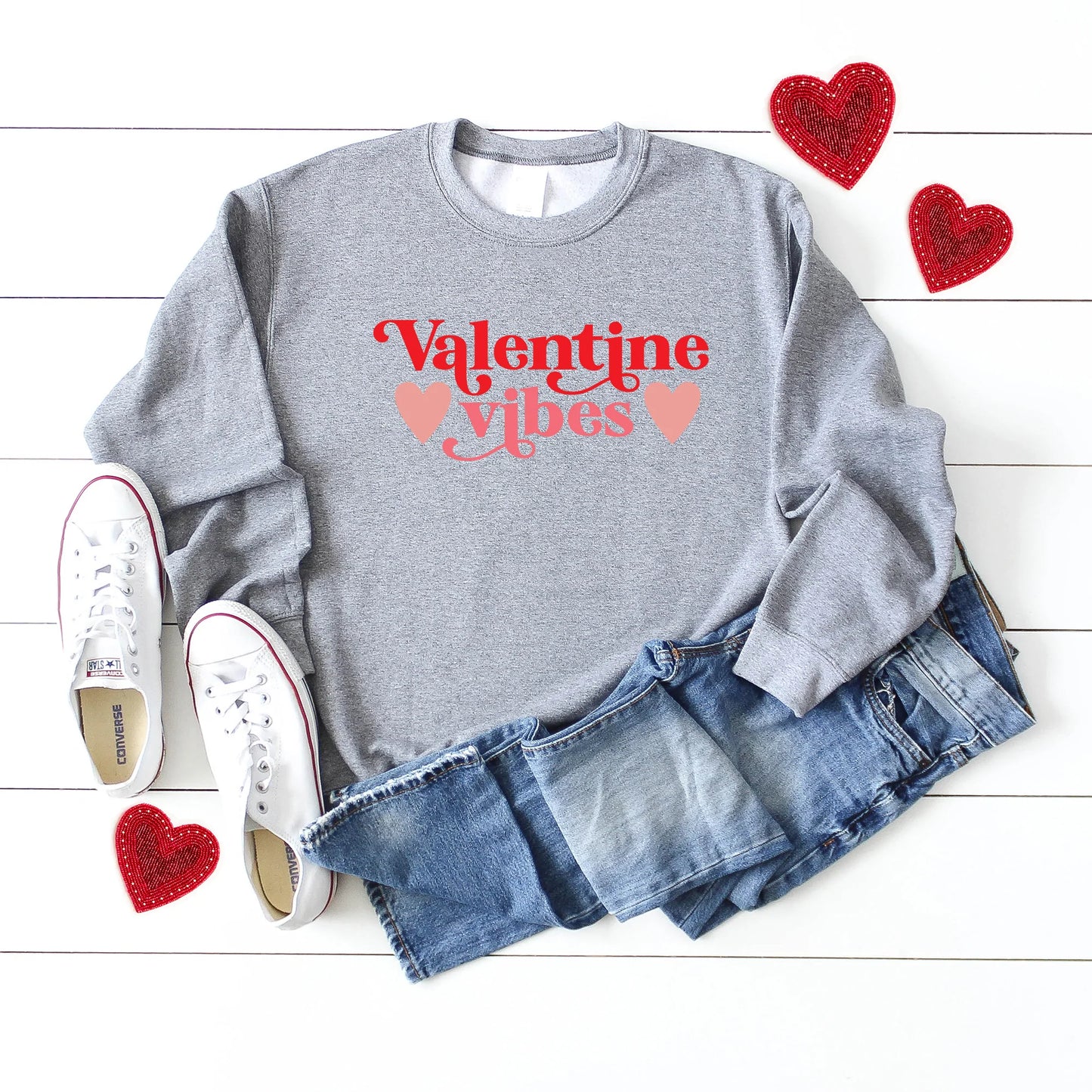 Valentine Vibes Graphic Sweatshirt, Graphite