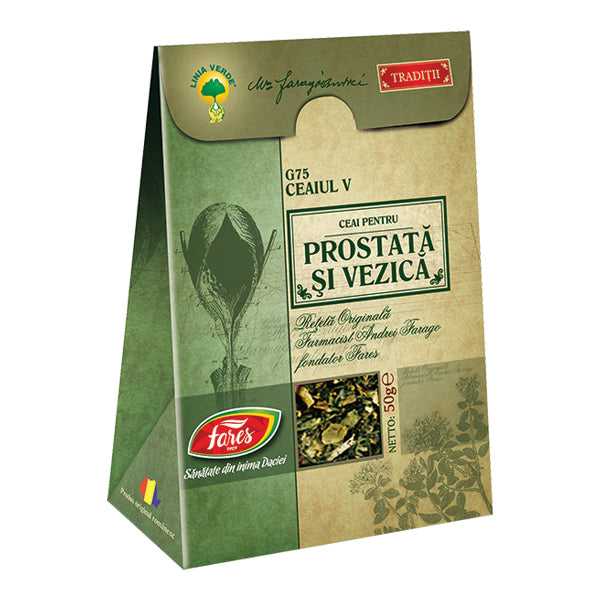 Ceaiul V – ceai pentru prostată și vezică, G75, ceai la pungă (rețetă originală Andrei Farago)