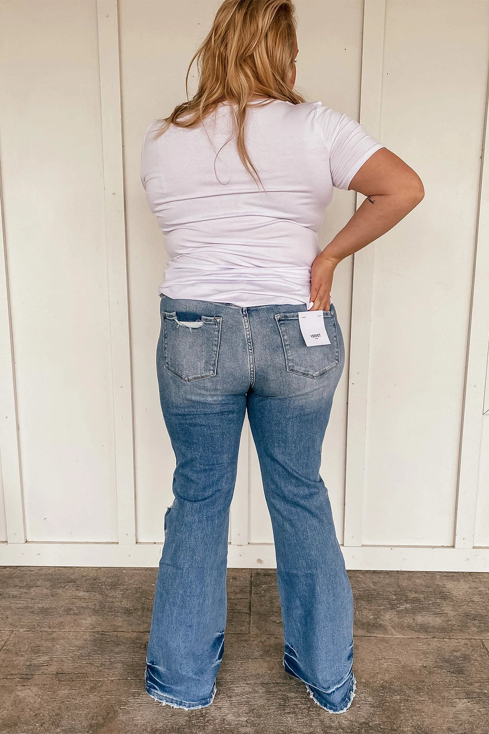 Plus Size Distressed Flare Jeans