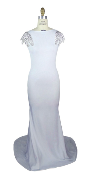 White Fishtail Mermaid Art Deco Gown