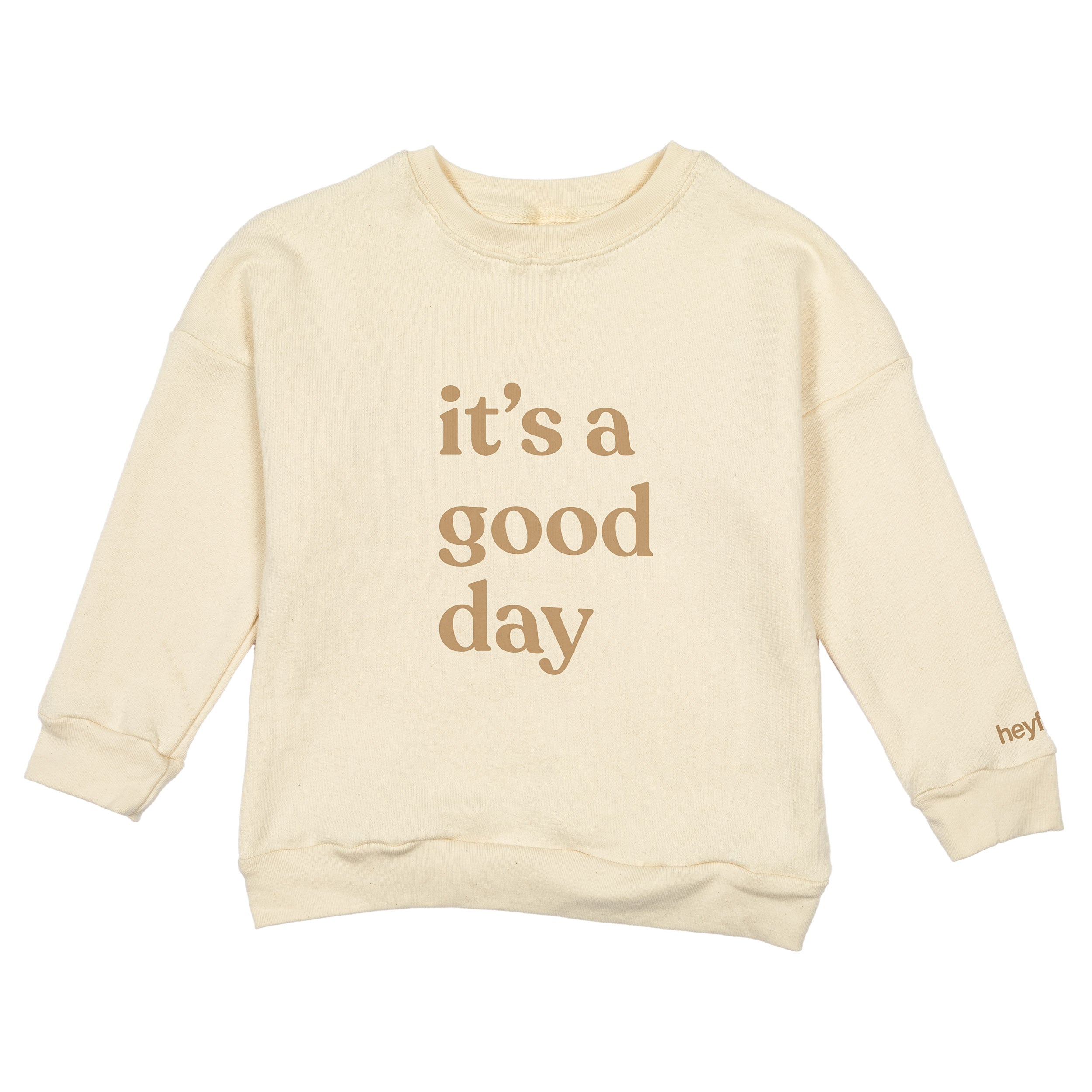 Kids Crew Neck Pullover - Good Day - Natural – heyfolks