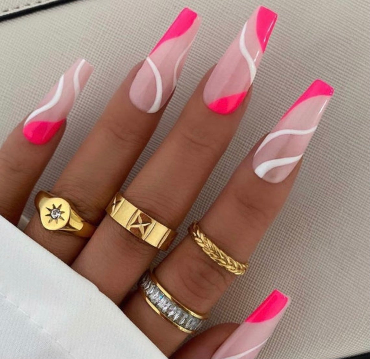 light pink and white nails