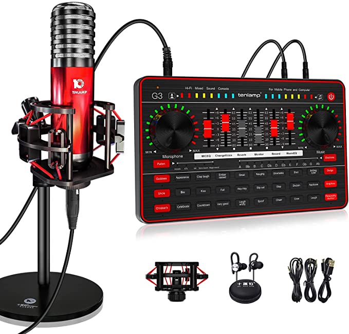 Audio Interface Live Sound Card DJ Mixer Kit for 3.5mm XLR 
