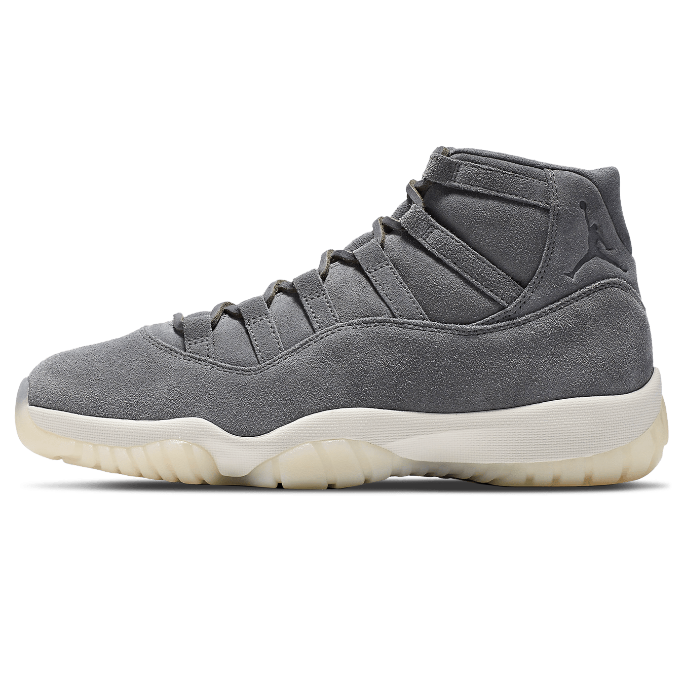 grey jordan 11 suede