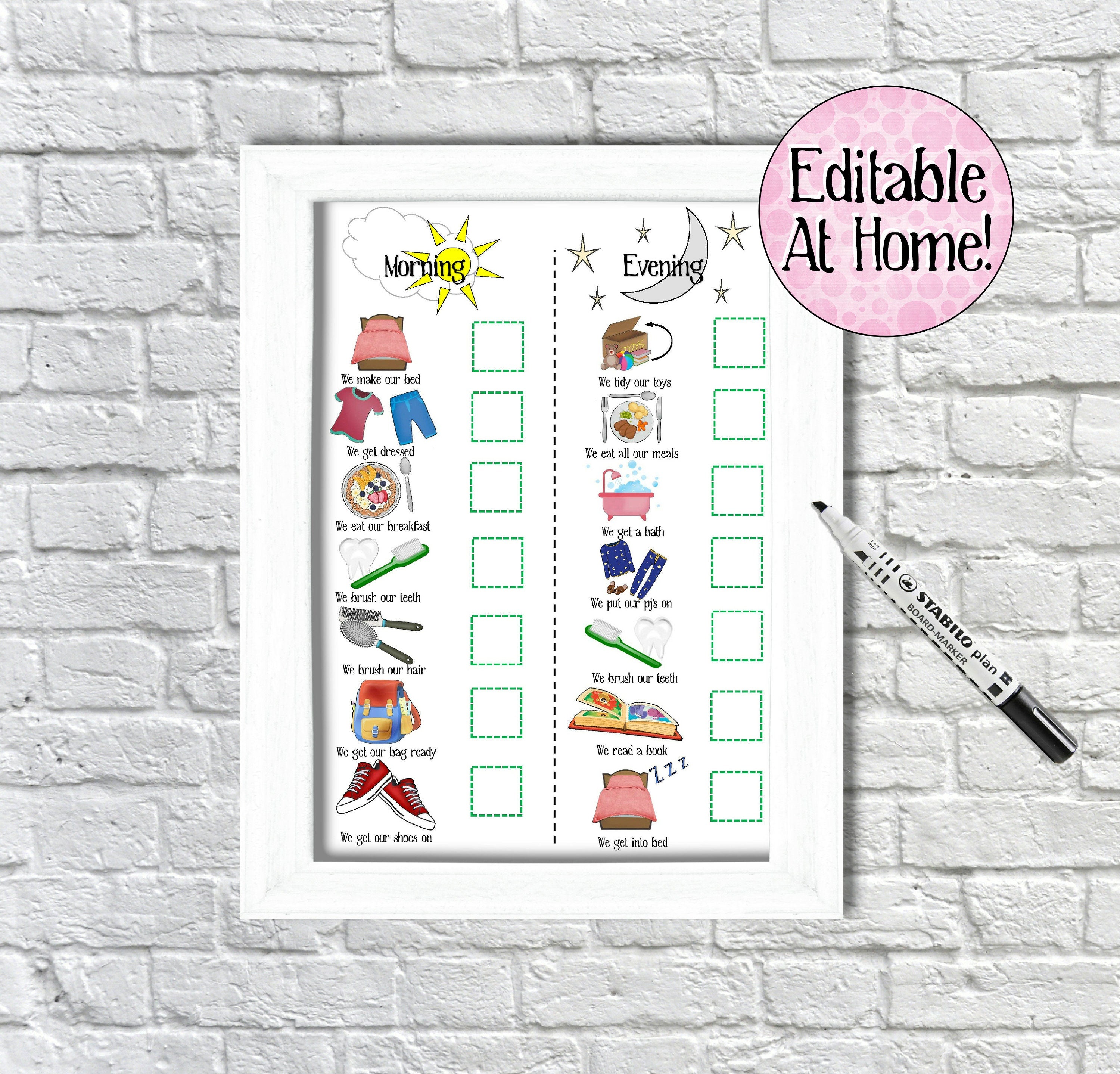 Details about   PERSONALISED Routine Chart & 115 Changeable Tiles 