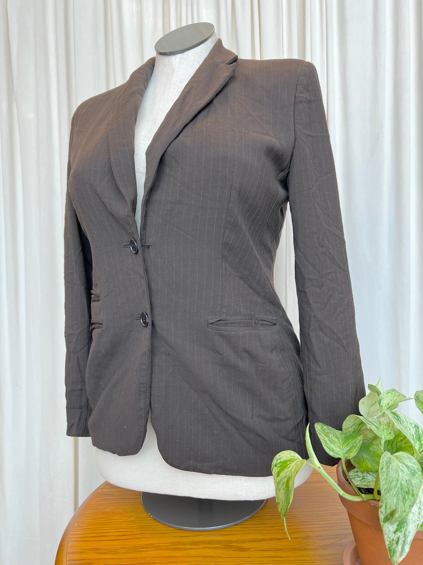 Brown Striped Blazer - Medium