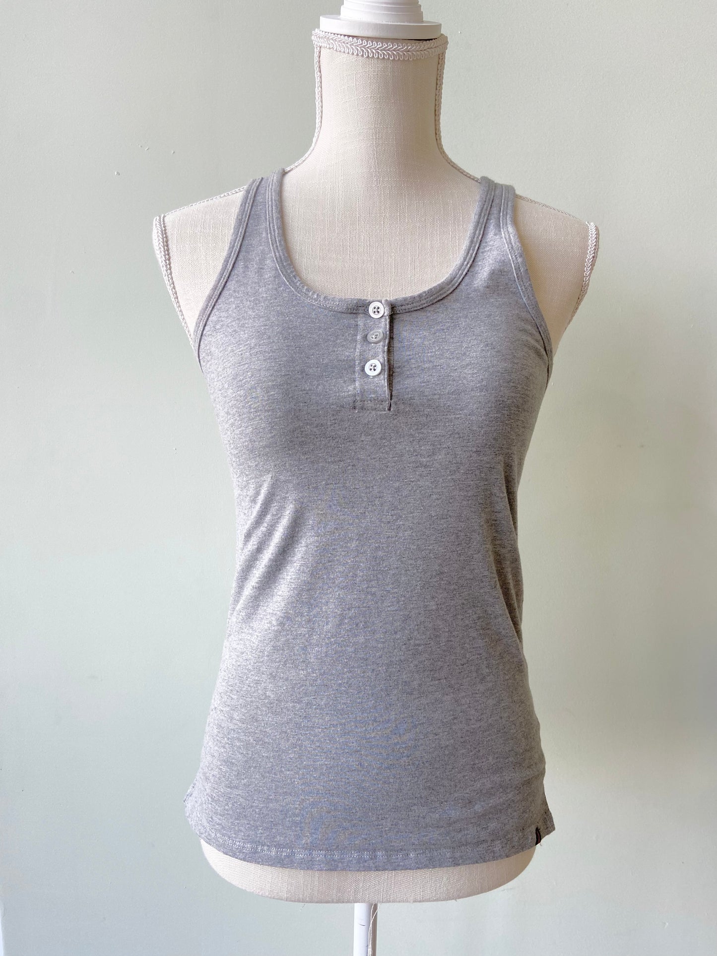 Gray Henley Tank - Medium