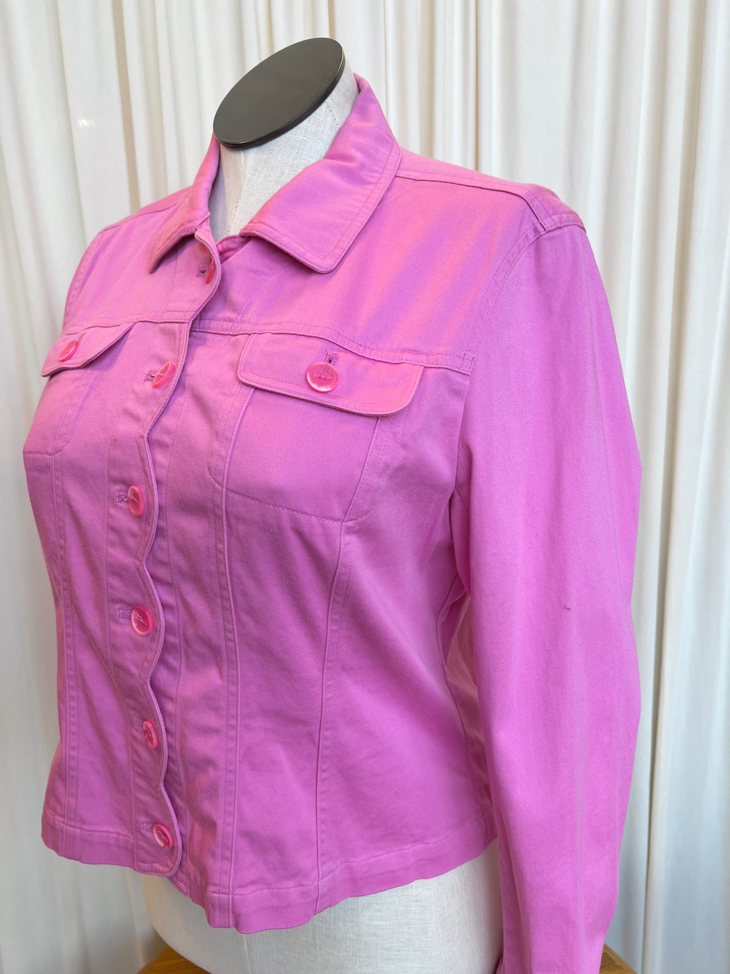 Pink Scalloped Placket Jacket - Large