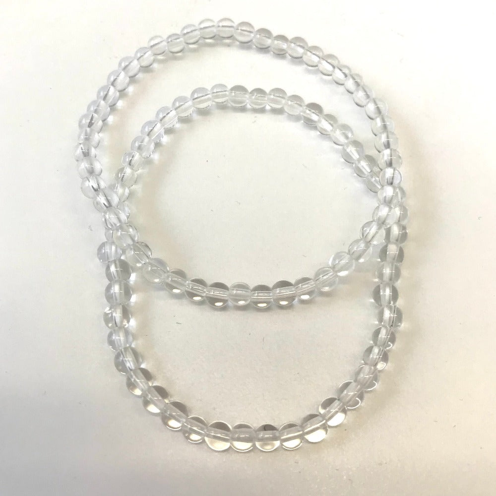 schöner klare Qualität. 3578 6-10 mm Bergkristall Armband aus polierten kleinen Edelsteinen ca auf elastischem Band