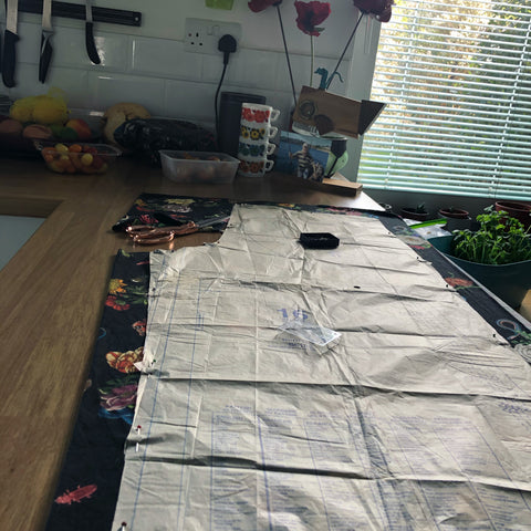 Fabric cutting out the Sallie jumpsuit 