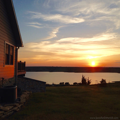 Lake Picture Cabin on the Lake During Sunset Jennifer Ditterich Designs