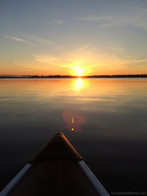 Canoe on Lake During Sunset Jennifer Ditterich Designs