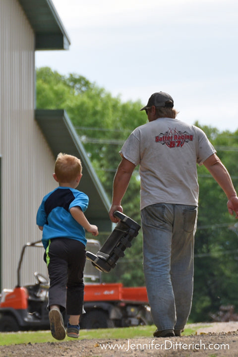 Father and Son on Farm by Jennifer Ditterich