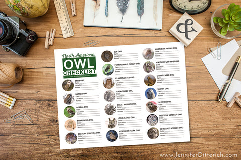 North American Owl Checklist by Jennifer Ditterich Designs and Jody Doll Photography