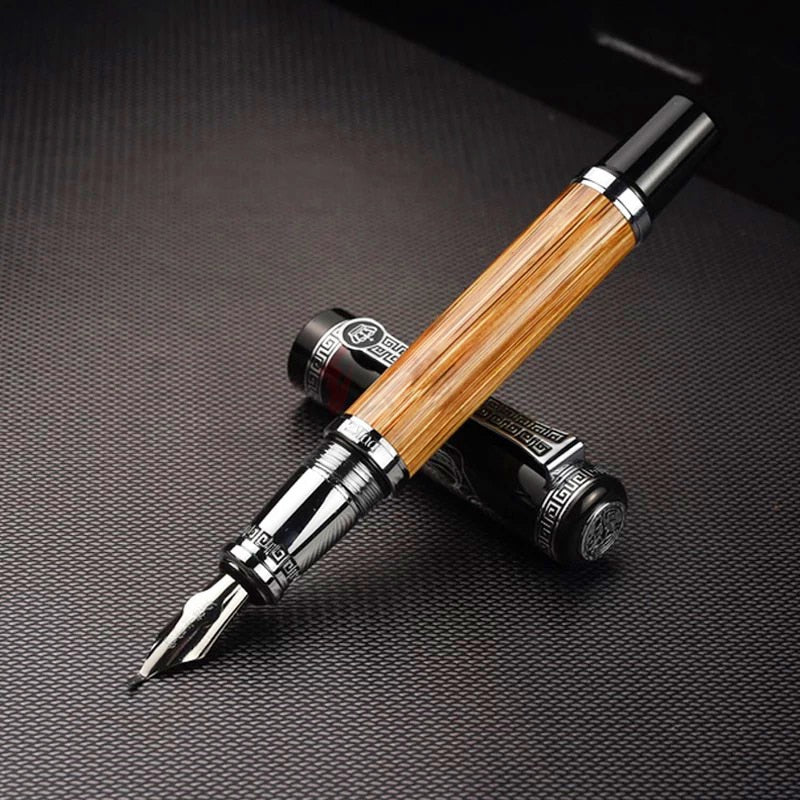 DUKE 551 Confucius Bent Nib Fountain Pen Natural Bamboo Wood Writing Pen Set 