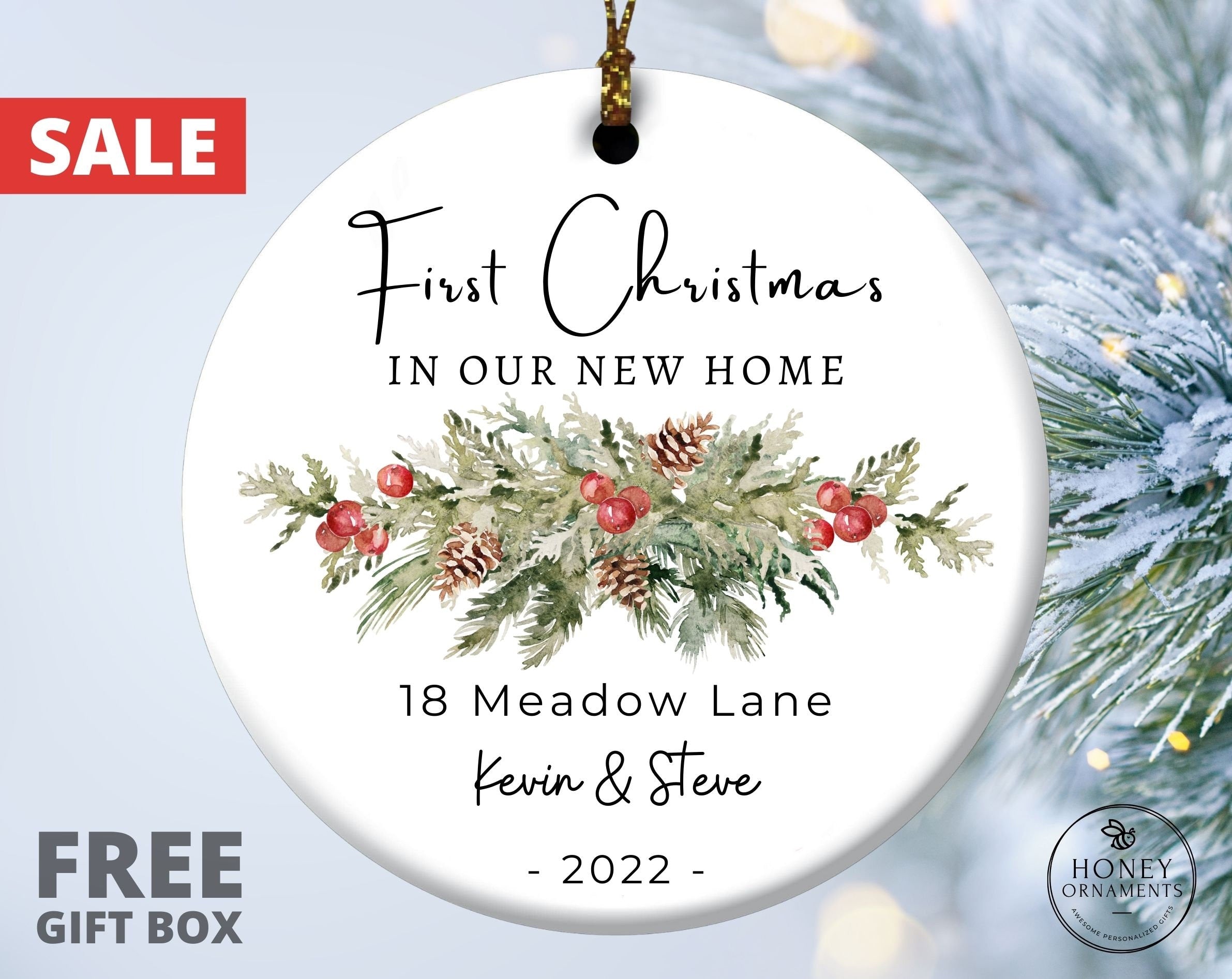 OUR NEW HOME HOUSE FIRST CHRISTMAS FRAME PERSONALIZED CHRISTMAS TREE ORNAMENT 