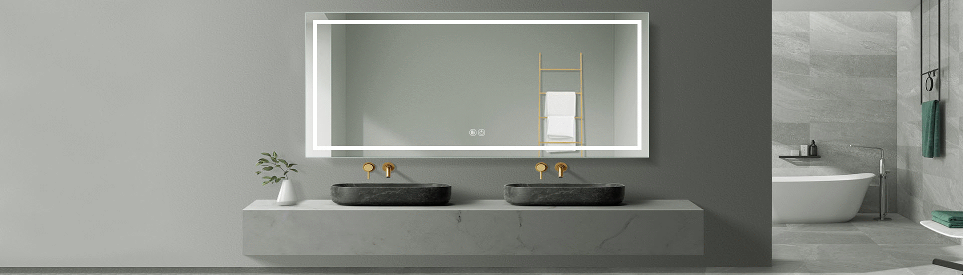 Bathroom Mirror with LED lighting and sensor switchWall Mirror-Osaka K03 
