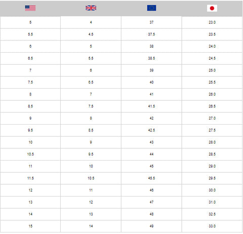 Emerica Shoes Size Chart