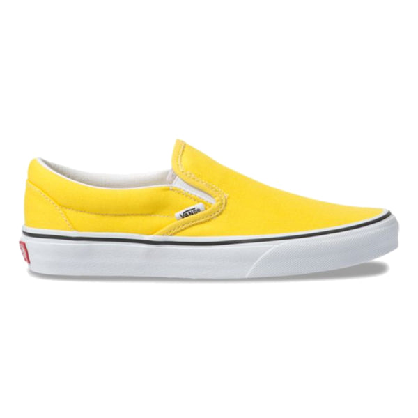 plain yellow slip on vans