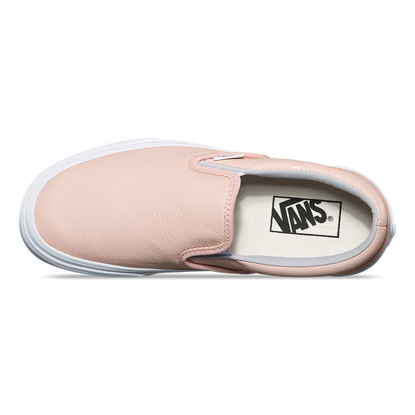 pink leather vans slip on