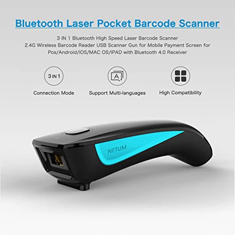 NETUM 1D Wireless Barcodescanner USB Laser Barcodescanner 100m Reichweite scanne 