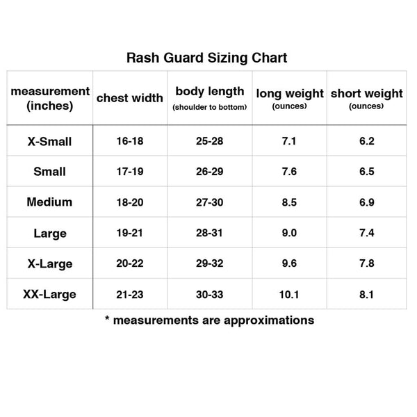 Rash Guard Sizing Chart | No Judges Needed