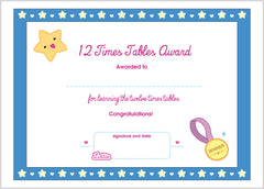 Lottie 12 Times Tables Printable Award Certificate