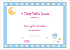 Lottie 9 Times Tables Printable Award Certificate