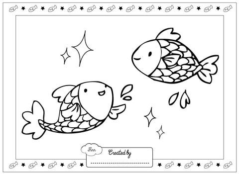 Gone Fishing Finn and Lottie colouring page