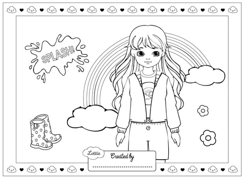 Muddy Puddles Lottie colouring page