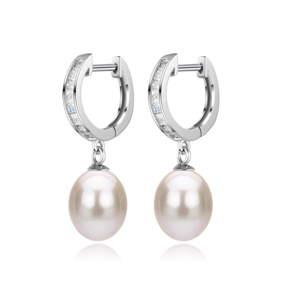 pearl and diamond hoop earrings