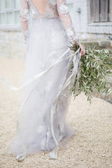 Silver Flora Backless Bridal Gown