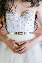 'Nina' Gold Plated & White Rhinestone Art Deco Belt